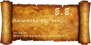 Baranszky Bónis névjegykártya